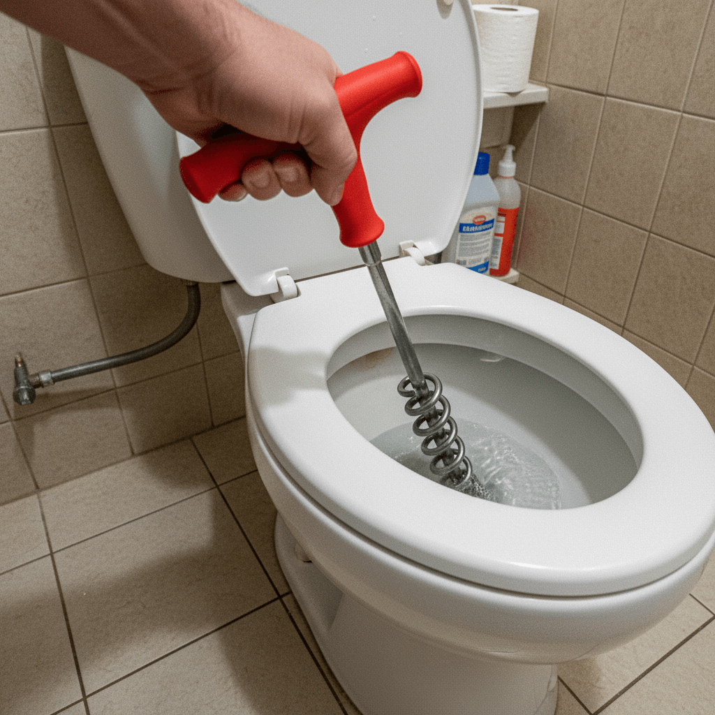 Werkzeuge zur Beseitigung einer WC Verstopfung