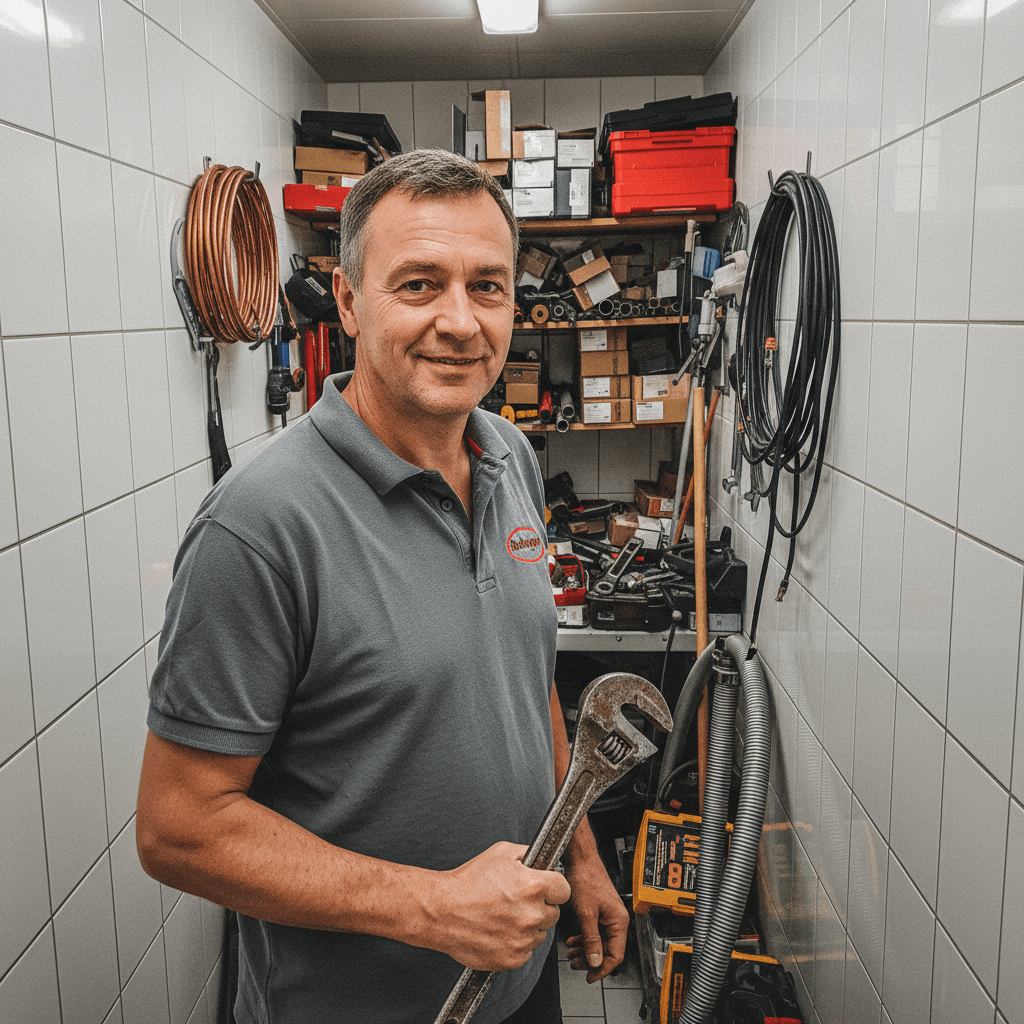 Stefan Wagner und sein Team bei der Arbeit an einem Rohrsystem