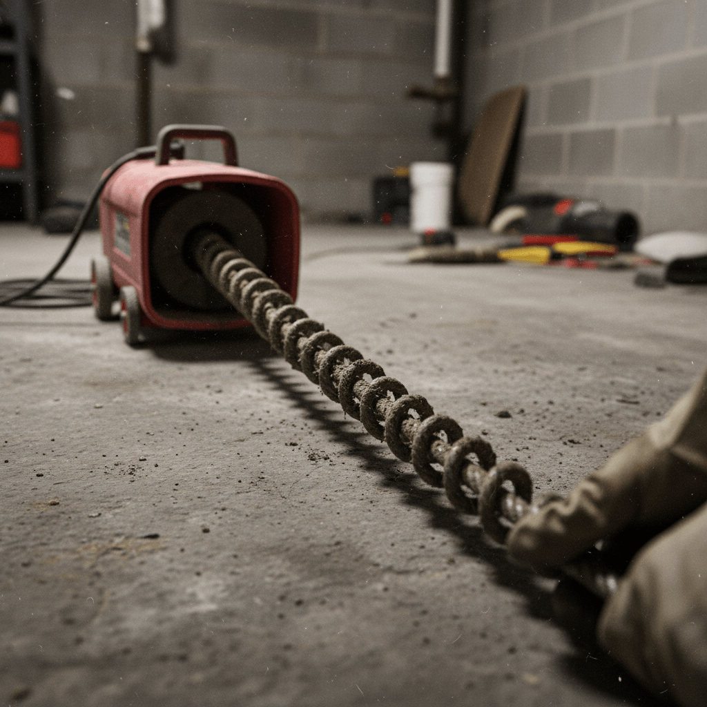 Einsatz der mechanischen Spirale zur Beseitigung von Verstopfungen