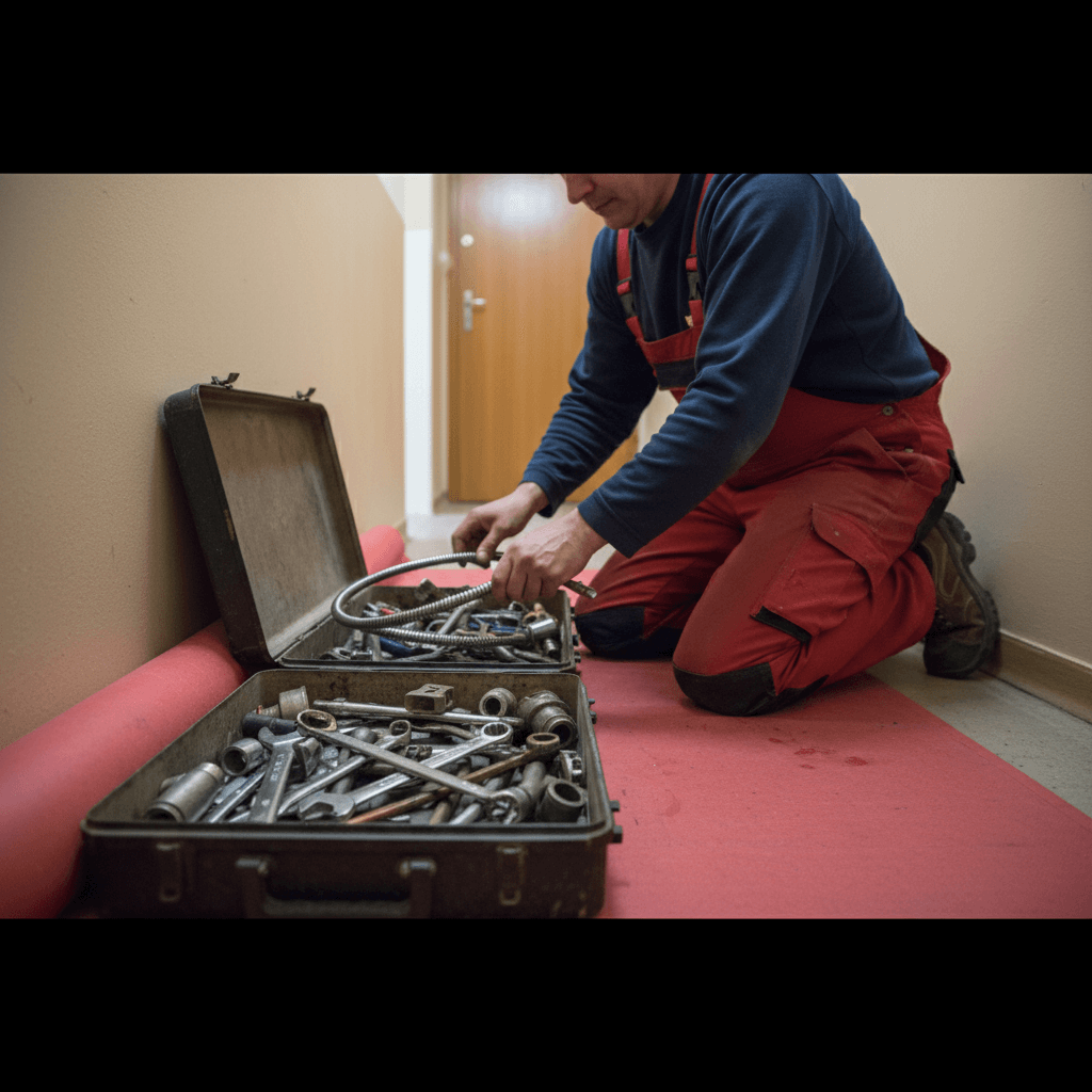 Monteur bereitet elektromechanische Spirale für den Einsatz vor